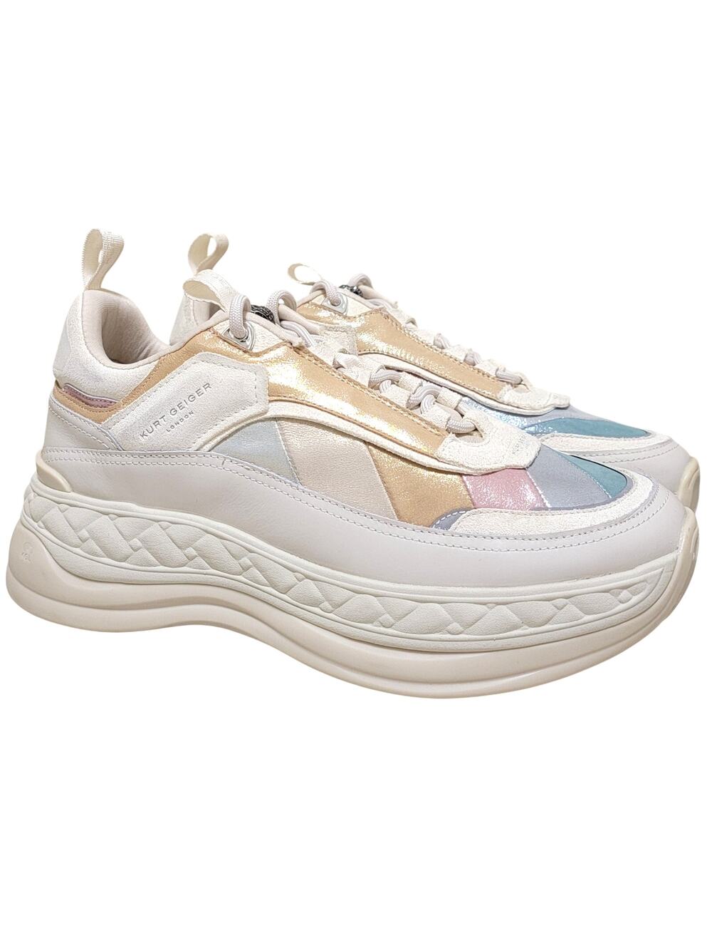 Kurt Geiger Women Kensington Pump Sneakers Size US 11 EU 42 Metal Combo Leather